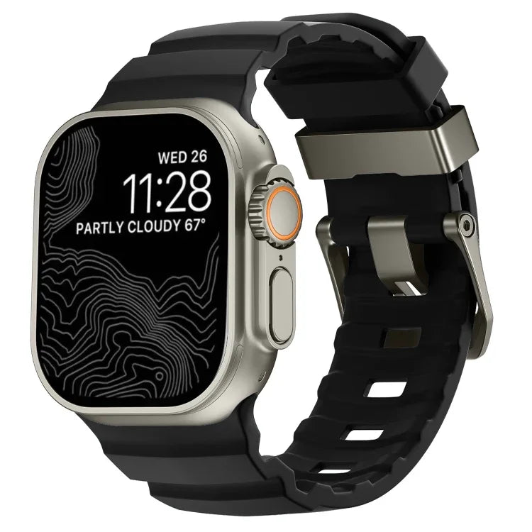 Bracelet de montre Wild Path gris à boucle en silicone épais, pour Apple Watch 46 mm / 49 mm / 45 mm / 44 mm