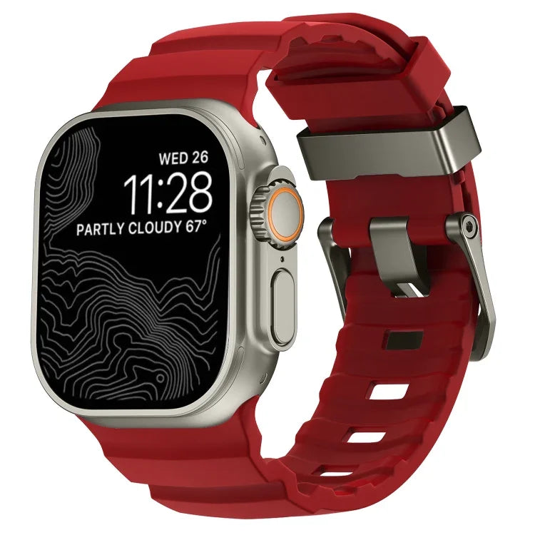 Bracelet de montre Wild Path gris à boucle en silicone épais, pour Apple Watch 46 mm / 49 mm / 45 mm / 44 mm