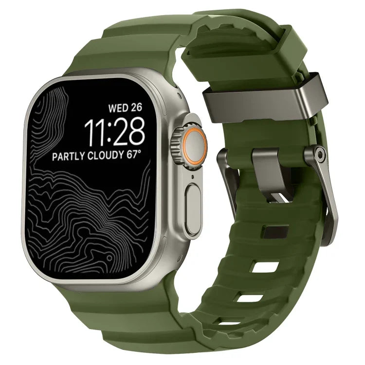 Bracelet de montre Wild Path gris à boucle en silicone épais, pour Apple Watch 46 mm / 49 mm / 45 mm / 44 mm