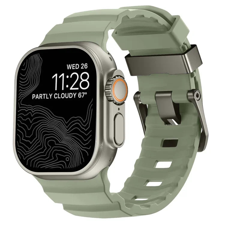 Bracelet de montre Wild Path gris à boucle en silicone épais, pour Apple Watch 46 mm / 49 mm / 45 mm / 44 mm