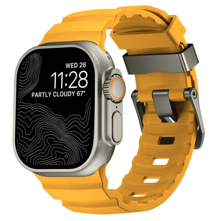 Bracelet de montre Wild Path gris à boucle en silicone épais, pour Apple Watch 46 mm / 49 mm / 45 mm / 44 mm