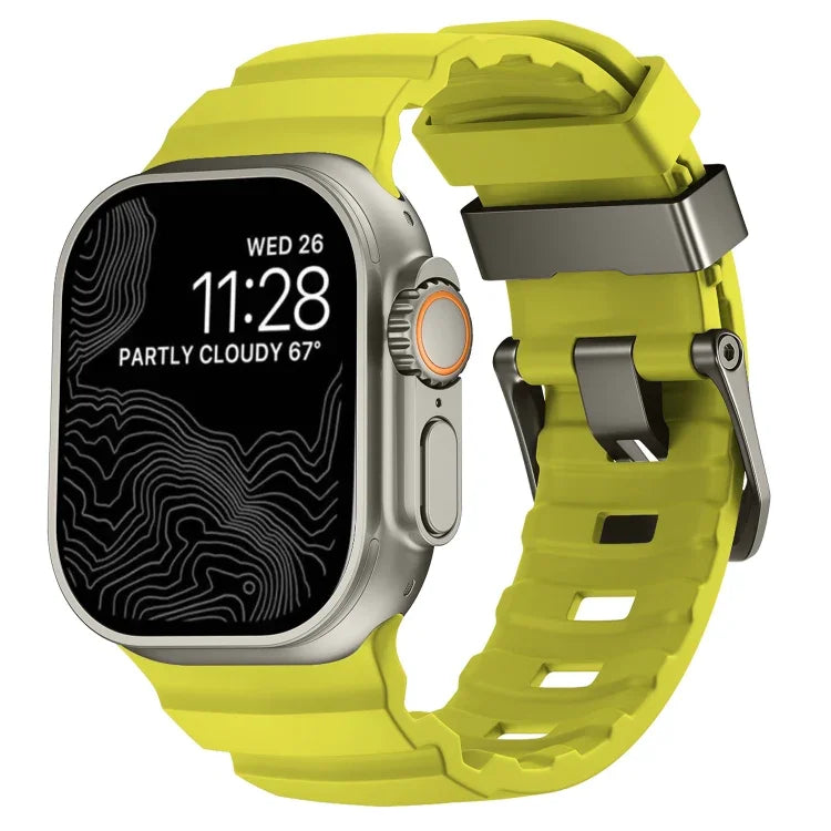 Bracelet de montre Wild Path gris à boucle en silicone épais, pour Apple Watch 46 mm / 49 mm / 45 mm / 44 mm