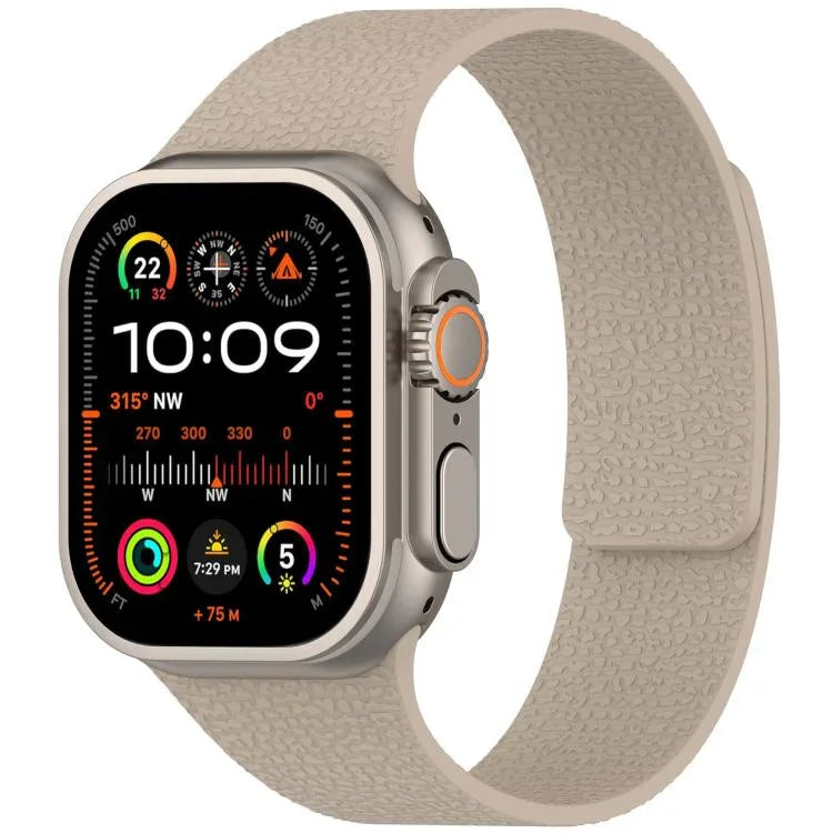 Bracelet de montre magnétique en silicone à texture litchi, compatible avec Apple Watch 46 mm / 49 mm / 45 mm / 44 mm et Apple Watch 42 mm / 41 mm / 40 mm / 38 mm.