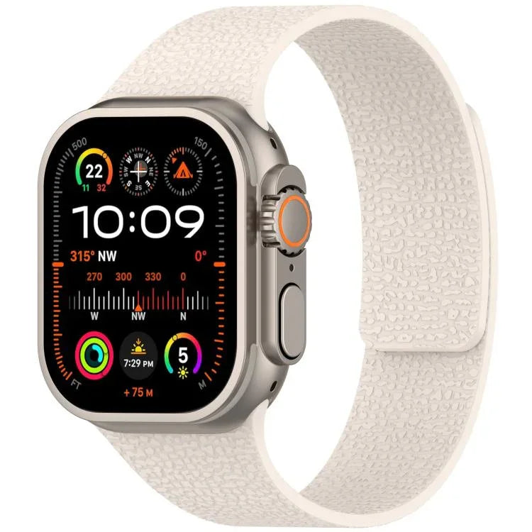 Bracelet de montre magnétique en silicone à texture litchi, compatible avec Apple Watch 46 mm / 49 mm / 45 mm / 44 mm et Apple Watch 42 mm / 41 mm / 40 mm / 38 mm.
