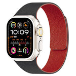 Bracelet de montre magnétique en silicone à texture litchi, compatible avec Apple Watch 46 mm / 49 mm / 45 mm / 44 mm et Apple Watch 42 mm / 41 mm / 40 mm / 38 mm.