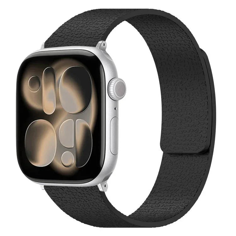 Bracelet de montre magnétique en silicone à texture litchi, compatible avec Apple Watch 46 mm / 49 mm / 45 mm / 44 mm et Apple Watch 42 mm / 41 mm / 40 mm / 38 mm.