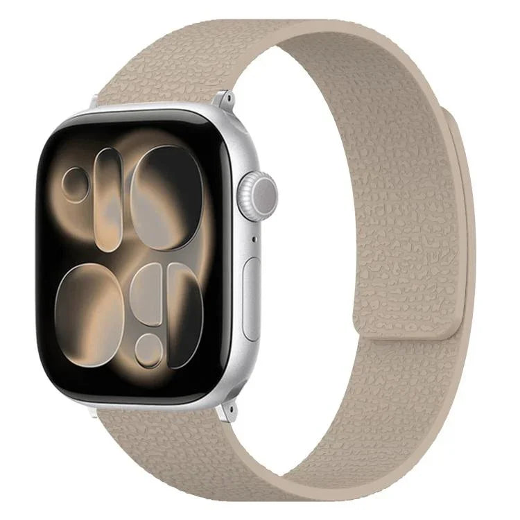Bracelet de montre magnétique en silicone à texture litchi, compatible avec Apple Watch 46 mm / 49 mm / 45 mm / 44 mm et Apple Watch 42 mm / 41 mm / 40 mm / 38 mm.