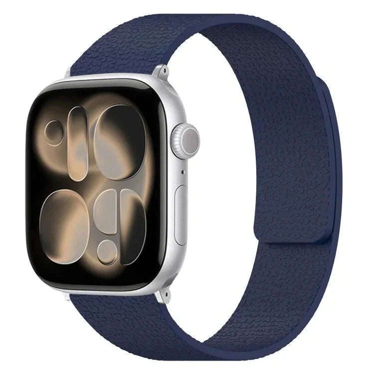 Bracelet de montre magnétique en silicone à texture litchi, compatible avec Apple Watch 46 mm / 49 mm / 45 mm / 44 mm et Apple Watch 42 mm / 41 mm / 40 mm / 38 mm.