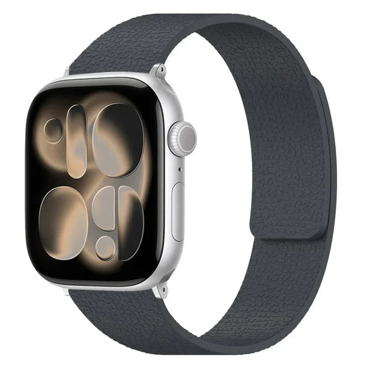 Bracelet de montre magnétique en silicone à texture litchi, compatible avec Apple Watch 46 mm / 49 mm / 45 mm / 44 mm et Apple Watch 42 mm / 41 mm / 40 mm / 38 mm.