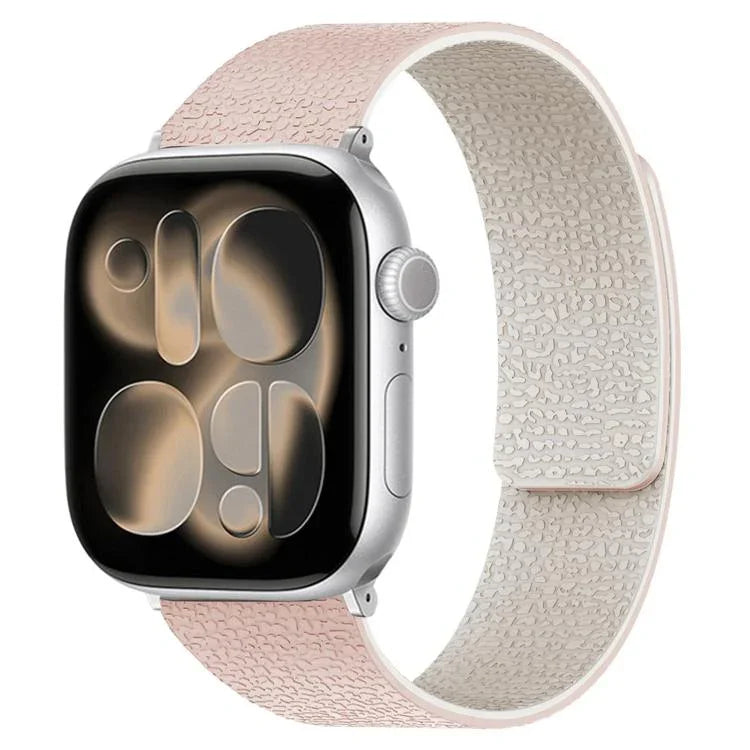 Bracelet de montre magnétique en silicone à texture litchi, compatible avec Apple Watch 46 mm / 49 mm / 45 mm / 44 mm et Apple Watch 42 mm / 41 mm / 40 mm / 38 mm.