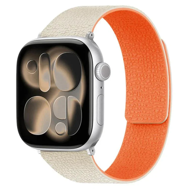 Bracelet de montre magnétique en silicone à texture litchi, compatible avec Apple Watch 46 mm / 49 mm / 45 mm / 44 mm et Apple Watch 42 mm / 41 mm / 40 mm / 38 mm.