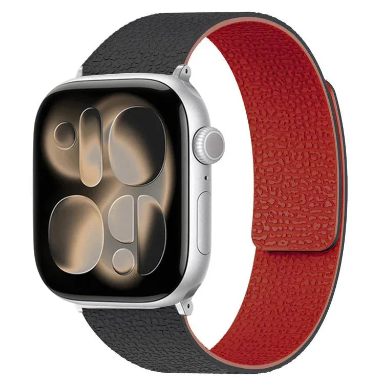 Bracelet de montre magnétique en silicone à texture litchi, compatible avec Apple Watch 46 mm / 49 mm / 45 mm / 44 mm et Apple Watch 42 mm / 41 mm / 40 mm / 38 mm.