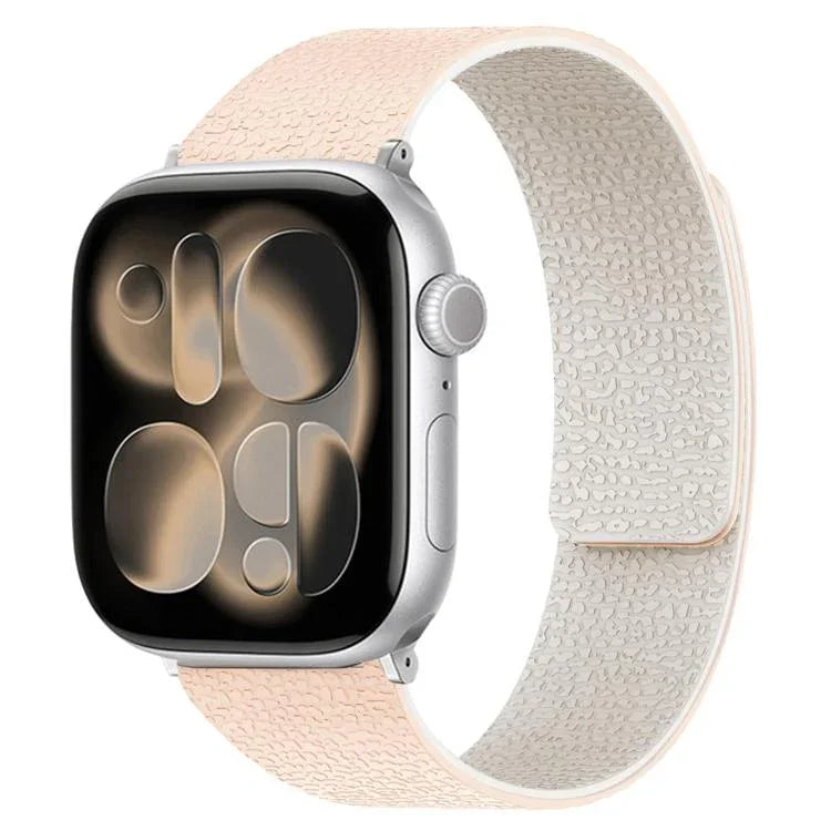 Bracelet de montre magnétique en silicone à texture litchi, compatible avec Apple Watch 46 mm / 49 mm / 45 mm / 44 mm et Apple Watch 42 mm / 41 mm / 40 mm / 38 mm.