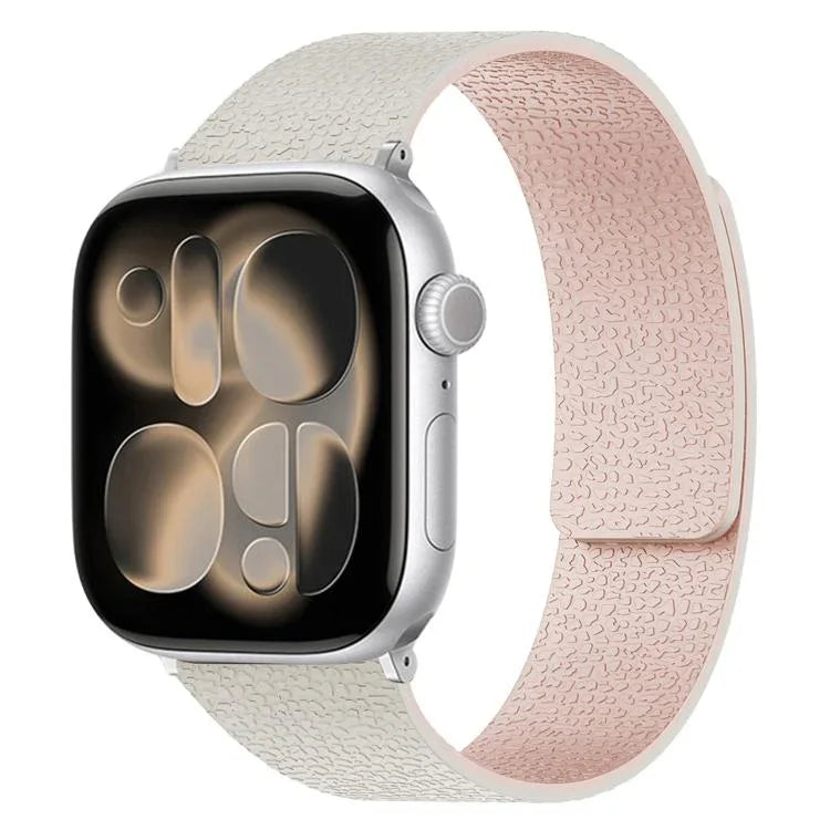 Bracelet de montre magnétique en silicone à texture litchi, compatible avec Apple Watch 46 mm / 49 mm / 45 mm / 44 mm et Apple Watch 42 mm / 41 mm / 40 mm / 38 mm.