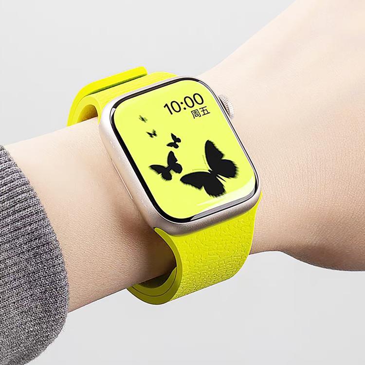 Bracelet de montre magnétique en silicone à texture litchi, compatible avec Apple Watch 46 mm / 49 mm / 45 mm / 44 mm et Apple Watch 42 mm / 41 mm / 40 mm / 38 mm.