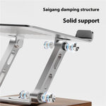 J27 Support de refroidissement métallique pliable et rotatif pour tablettes et ordinateurs portables avec base en bois, J27