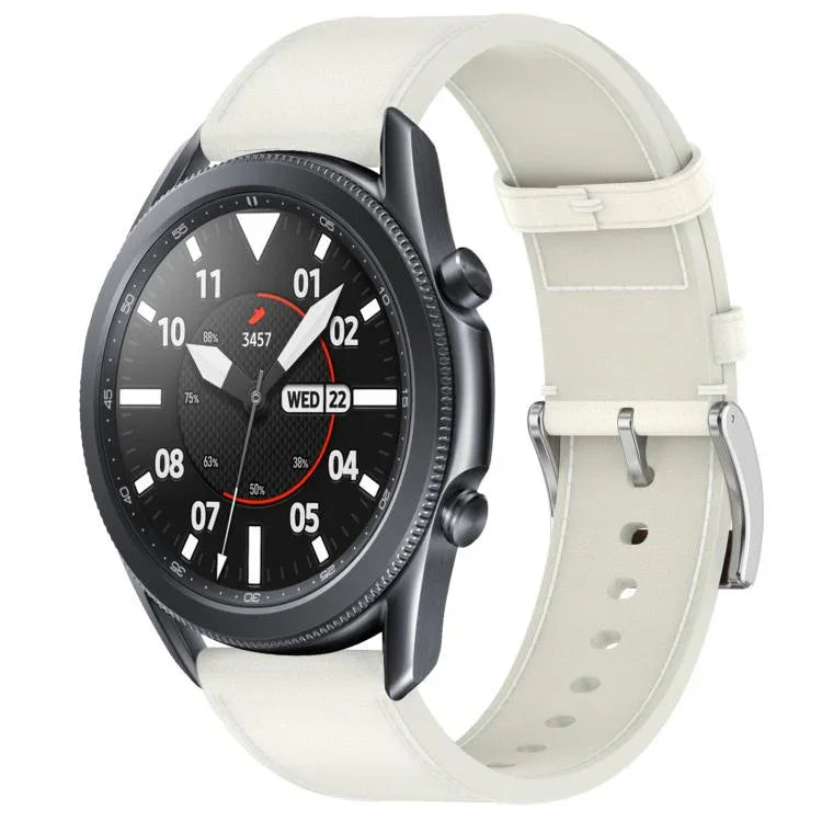 Bracelet de montre en cuir 22 mm avec bouton-poussoir, pour Samsung Galaxy Watch3 45 mm