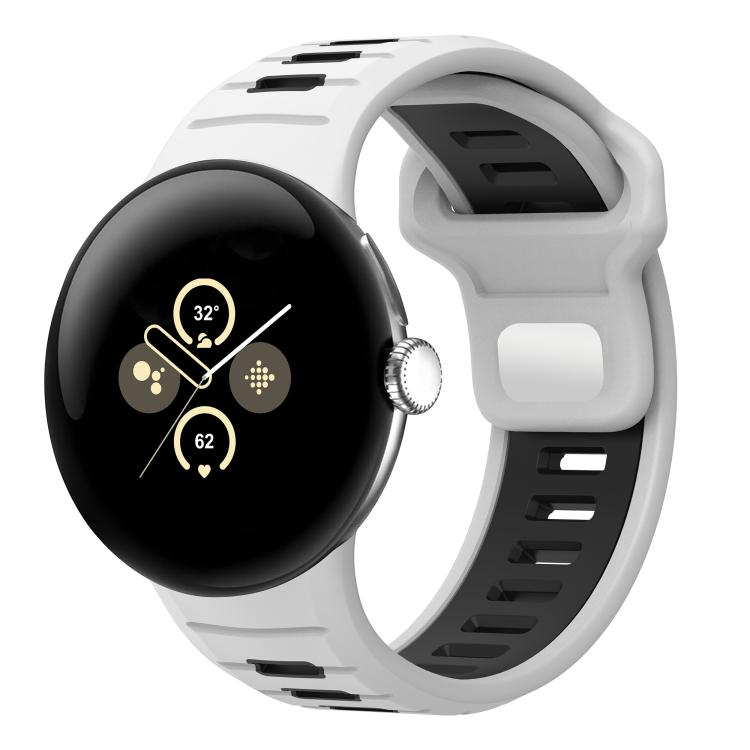 Bracelet de montre en silicone à boucle inversée bicolore, pour Google Pixel Watch 4 / Watch 3 45 mm