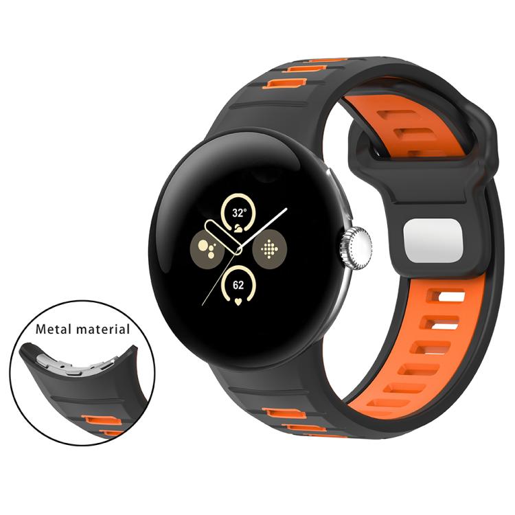 Bracelet de montre en silicone à boucle inversée bicolore, pour Google Pixel Watch 4 / Watch 3 45 mm