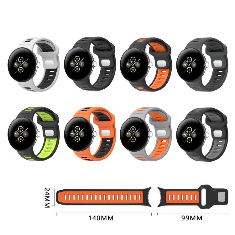 Bracelet de montre en silicone à boucle inversée bicolore, pour Google Pixel Watch 4 / Watch 3 45 mm