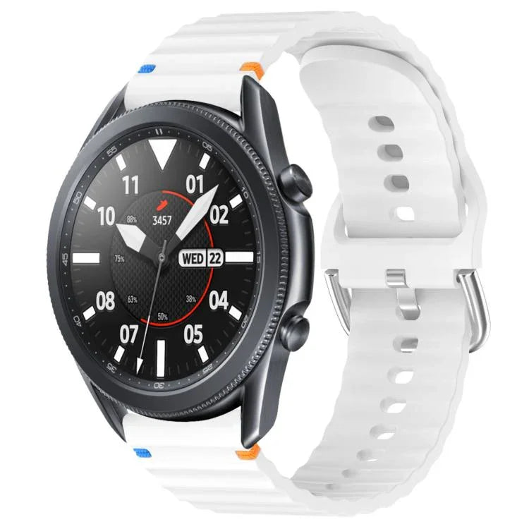 Bracelet de montre en silicone à grain ondulé et surpiqué de 22 mm, pour Samsung Galaxy Watch 3 45 mm