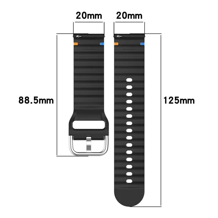 Bracelet de montre en silicone 20 mm à motif de vagues, pour Samsung Galaxy Watch 7 40 / 44mm