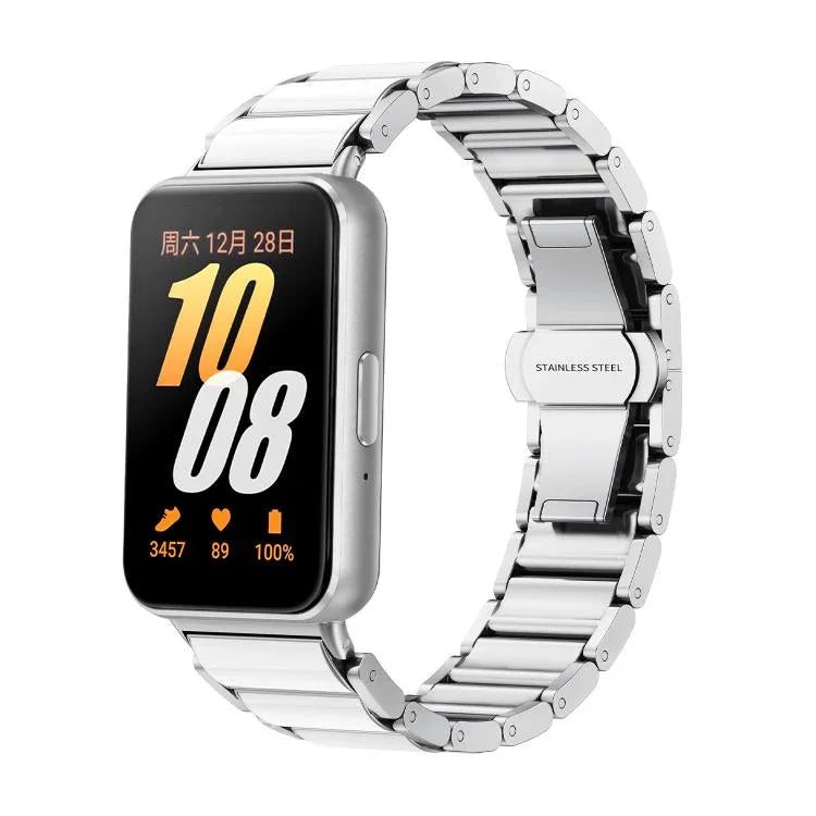 Bracelet de montre en céramique à boucle papillon, blanc, pour Samsung Galaxy Fit 3