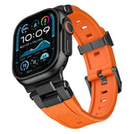 Bracelet de montre en TPU grainé vertical avec connecteur en acier inoxydable, compatible avec Apple Watch 46 mm / 49 mm / 45 mm / 44 mm