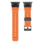Bracelet de montre en TPU grainé vertical avec connecteur en acier inoxydable, compatible avec Apple Watch 46 mm / 49 mm / 45 mm / 44 mm