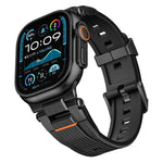 Bracelet de montre en TPU grainé vertical avec connecteur en acier inoxydable, compatible avec Apple Watch 46 mm / 49 mm / 45 mm / 44 mm