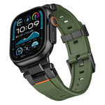 Bracelet de montre en TPU grainé vertical avec connecteur en acier inoxydable, compatible avec Apple Watch 46 mm / 49 mm / 45 mm / 44 mm