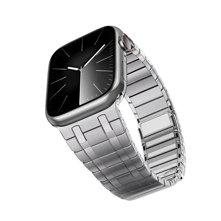 Bracelet de montre magnétique à une perle en acier inoxydable de style Milan, compatible avec Apple Watch 46 mm / 49 mm / 45 mm / 44 mm