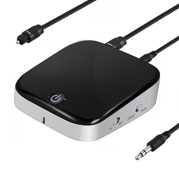 Récepteur/Émetteur audio Bluetooth 5.0 à fibre optique 2 en 1, noir