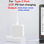 Chargeur compatible protocoles GaN PD 45W + QC3.0 USB pour MacBook, prise US, prise US