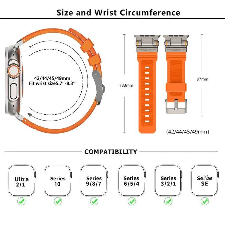 Bracelet de montre Kalebol Outdoor Explorer en TPU avec connecteur métallique, compatible avec Apple Watch 46 mm / 49 mm / 45 mm / 44 mm