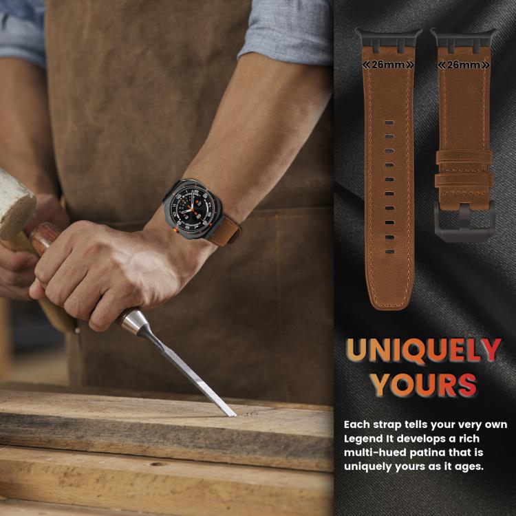 Bracelet de montre en cuir Crazy Horse, pour Samsung Galaxy Watch Ultra 47mm / Ultra 2025