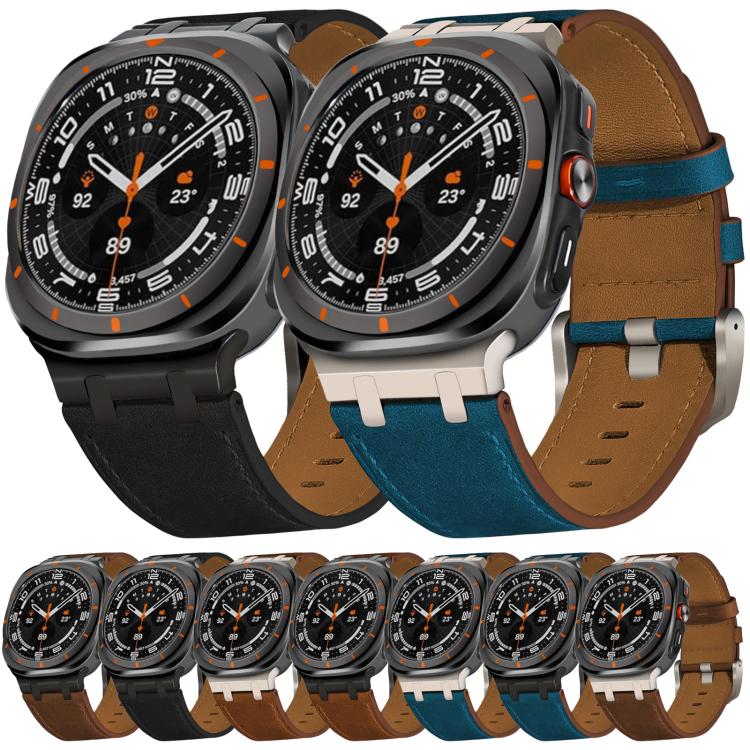 Bracelet de montre en cuir Crazy Horse, pour Samsung Galaxy Watch Ultra 47mm / Ultra 2025