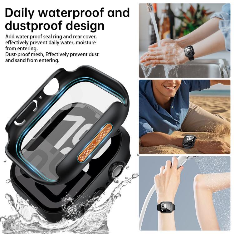 Étui de protection en polycarbonate avec film trempé intégré pour Apple Watch Series 6/5/4 et SE 44 mm, Apple Watch Series 6/5/4 et SE 40 mm, Apple Watch Series 11/10 46 mm, Apple Watch Series 11/10 42 mm, Apple Watch Series 9/8/7 45 mm…