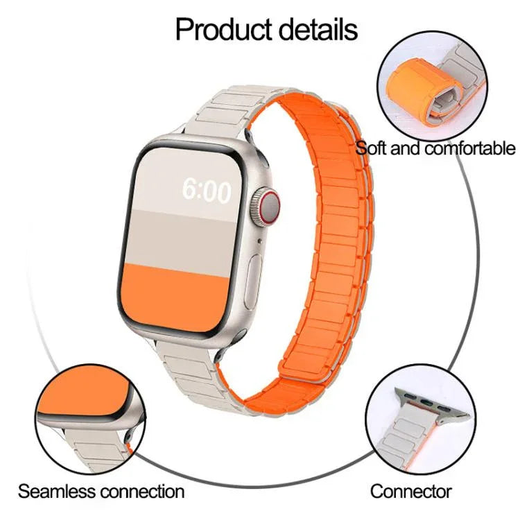 Bracelet de montre magnétique en silicone fin en forme de I à trois billes, pour Apple Watch 46 mm / 49 mm / 45 mm / 44 mm, pour Apple Watch 42 mm / 41 mm / 40 mm / 38 mm