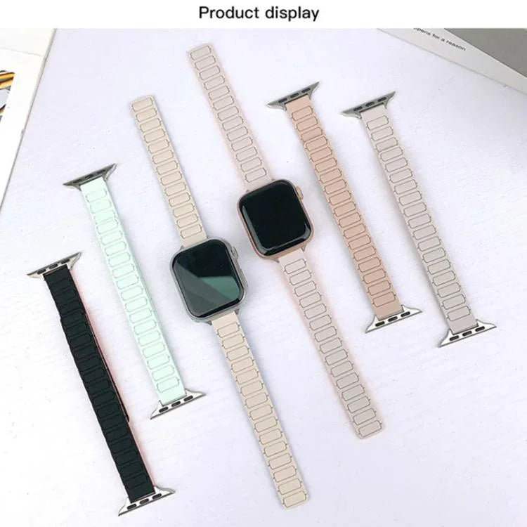 Bracelet de montre magnétique en silicone fin en forme de I à trois billes, pour Apple Watch 46 mm / 49 mm / 45 mm / 44 mm, pour Apple Watch 42 mm / 41 mm / 40 mm / 38 mm