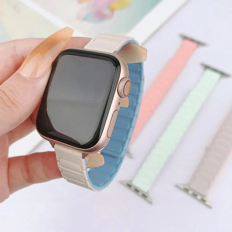 Bracelet de montre magnétique en silicone fin en forme de I à trois billes, pour Apple Watch 46 mm / 49 mm / 45 mm / 44 mm, pour Apple Watch 42 mm / 41 mm / 40 mm / 38 mm