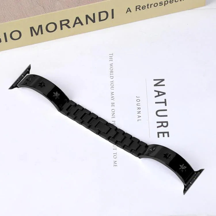 Bracelet de montre en métal à motif pétales de flocon de neige, compatible avec Apple Watch 46 mm / 49 mm / 45 mm / 44 mm et Apple Watch 42 mm / 41 mm / 40 mm / 38 mm.