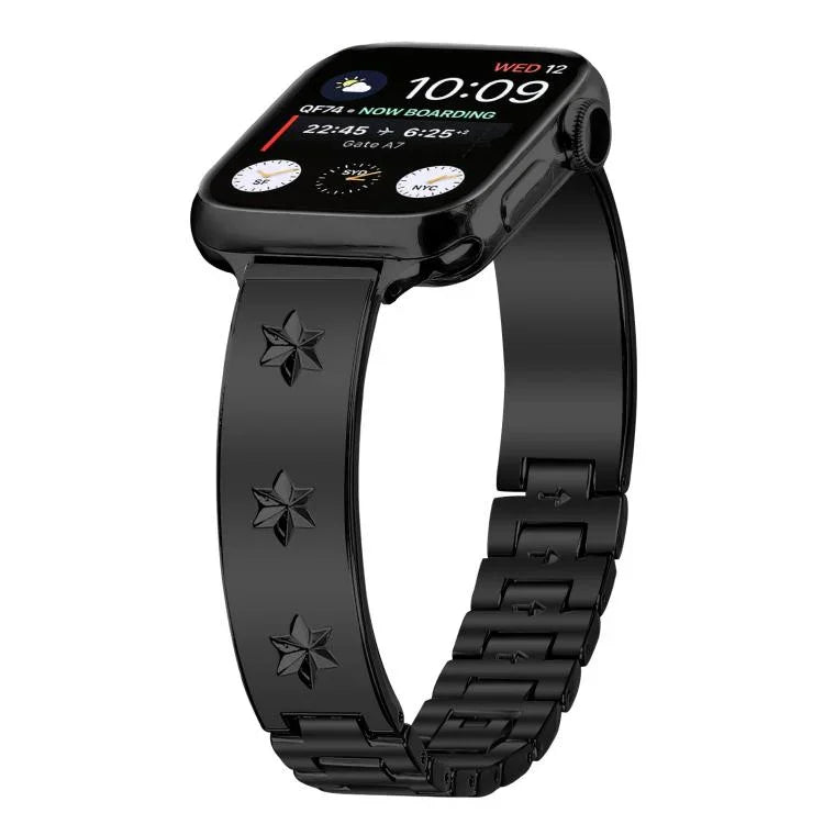 Bracelet de montre en métal à motif pétales de flocon de neige, compatible avec Apple Watch 46 mm / 49 mm / 45 mm / 44 mm et Apple Watch 42 mm / 41 mm / 40 mm / 38 mm.
