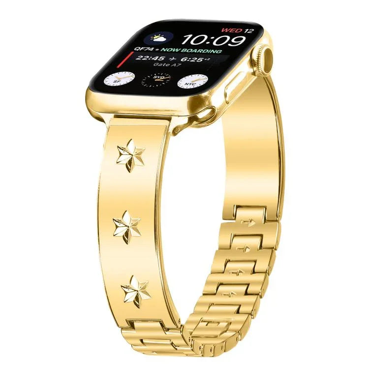 Bracelet de montre en métal à motif pétales de flocon de neige, compatible avec Apple Watch 46 mm / 49 mm / 45 mm / 44 mm et Apple Watch 42 mm / 41 mm / 40 mm / 38 mm.