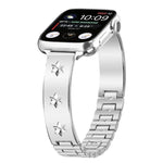 Bracelet de montre en métal à motif pétales de flocon de neige, compatible avec Apple Watch 46 mm / 49 mm / 45 mm / 44 mm et Apple Watch 42 mm / 41 mm / 40 mm / 38 mm.