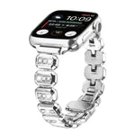 Bracelet de montre à boucle papillon orné de petits diamants carrés, compatible avec Apple Watch 46 mm / 49 mm / 45 mm / 44 mm et Apple Watch 42 mm / 41 mm / 40 mm / 38 mm.
