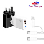Chargeur PD41 GaN PD 45W + USB avec câble de données USB-C vers USB-C / 8 broches pour iPhone, prise UK, prise UK