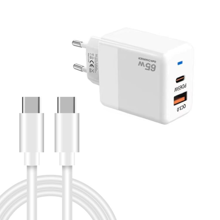 Chargeur PD41 GaN PD 45W + USB avec câble de données Type-C vers Type-C, prise EU, prise EU
