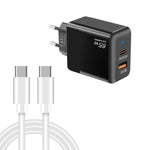 Chargeur PD41 GaN PD 45W + USB avec câble de données Type-C vers Type-C, prise EU, prise EU