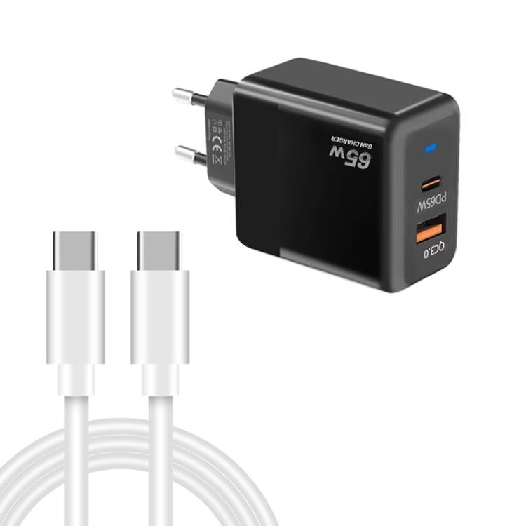 Chargeur PD41 GaN PD 45W + USB avec câble de données Type-C vers Type-C, prise EU, prise EU
